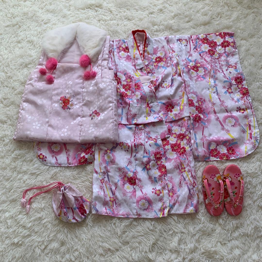 美品　七五三　三歳　被布セット✰ リョウコキクチ　ピンク　リアルファー襟