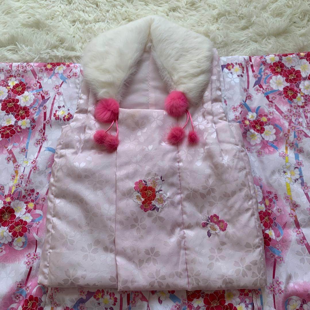 美品　七五三　三歳　被布セット✰ リョウコキクチ　ピンク　リアルファー襟