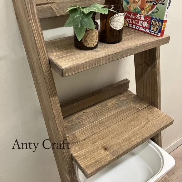 【サイズオーダー可】【引取可能】ラダー飾り棚 本棚 木製はしご 店舗什器