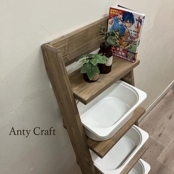 【サイズオーダー可】【引取可能】ラダー飾り棚 本棚 木製はしご 店舗什器