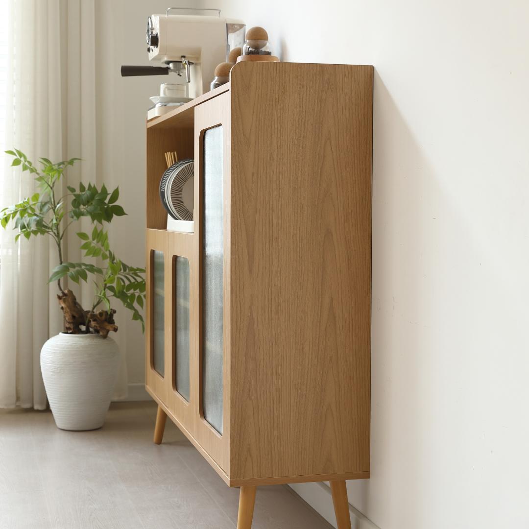 【ナチュラル】キャビネット サイドボード 食器棚 キッチン 大容量 収納棚
