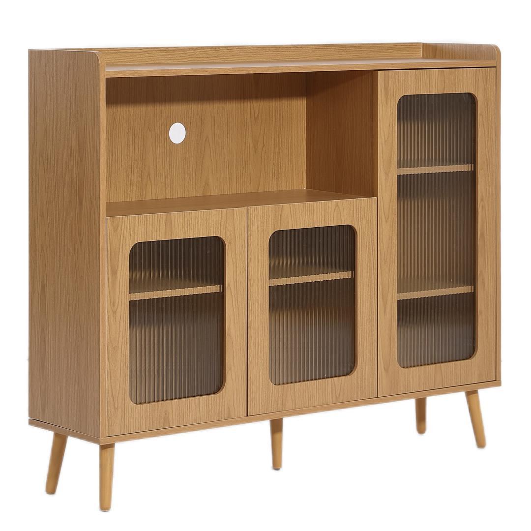 【ナチュラル】キャビネット サイドボード 食器棚 キッチン 大容量 収納棚