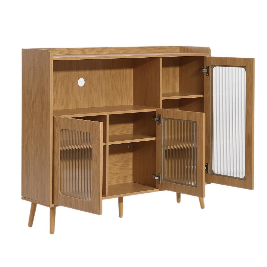 【ナチュラル】キャビネット サイドボード 食器棚 キッチン 大容量 収納棚