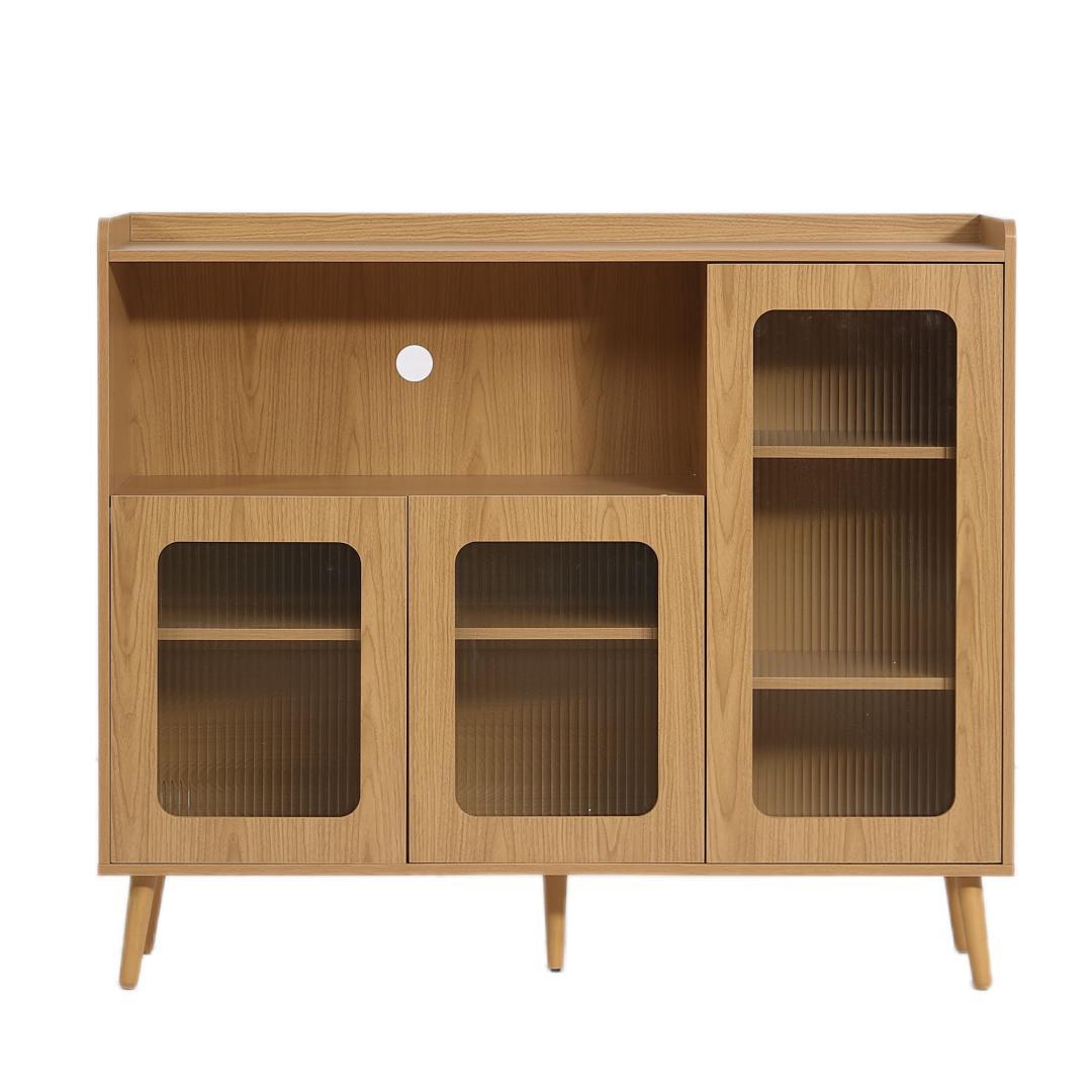 【ナチュラル】キャビネット サイドボード 食器棚 キッチン 大容量 収納棚