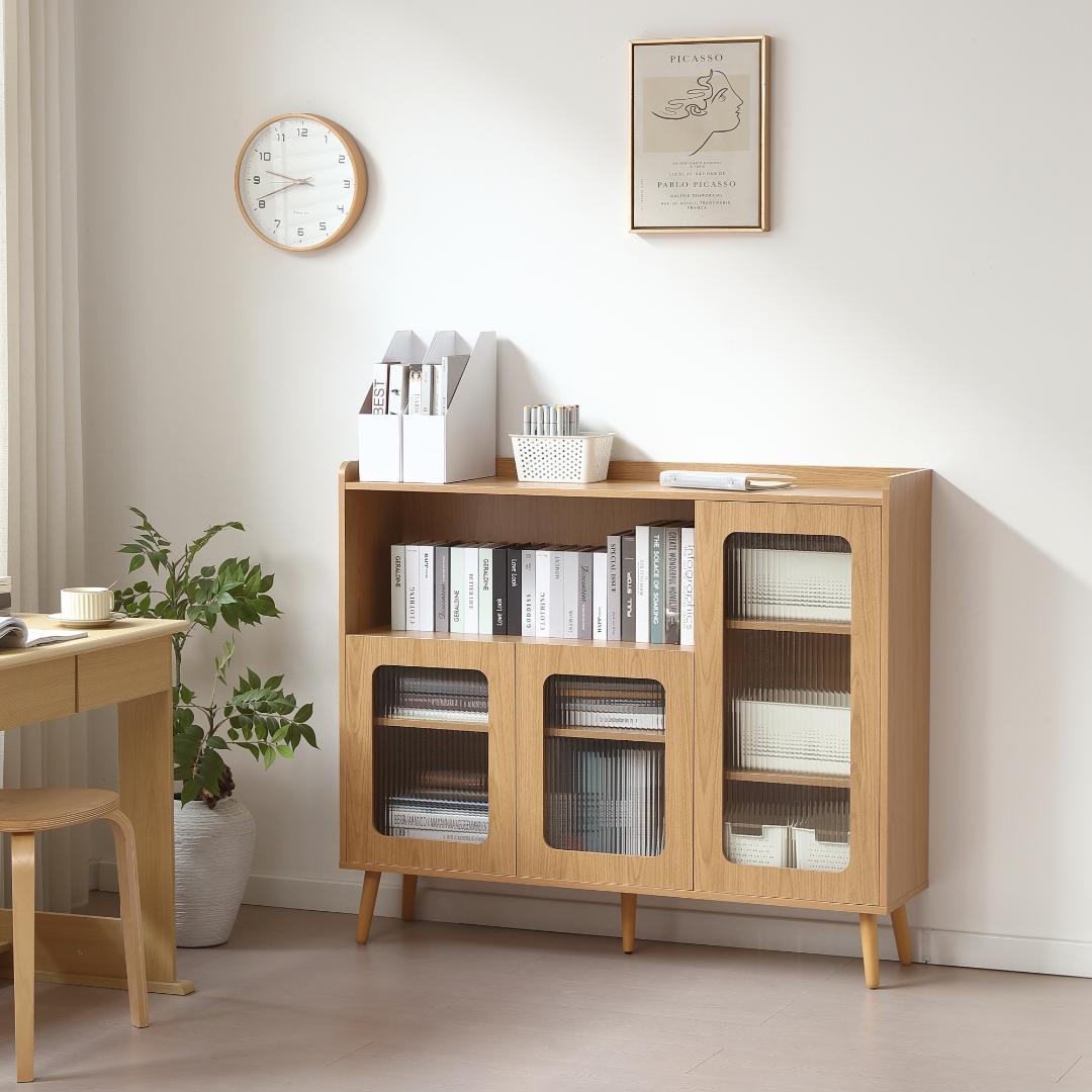 【ナチュラル】キャビネット サイドボード 食器棚 キッチン 大容量 収納棚