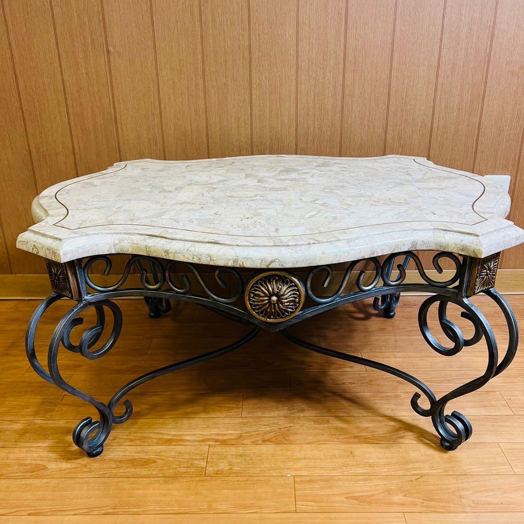 大理石テーブル アイアンテーブル センターテーブル ローテーブル アイアン脚