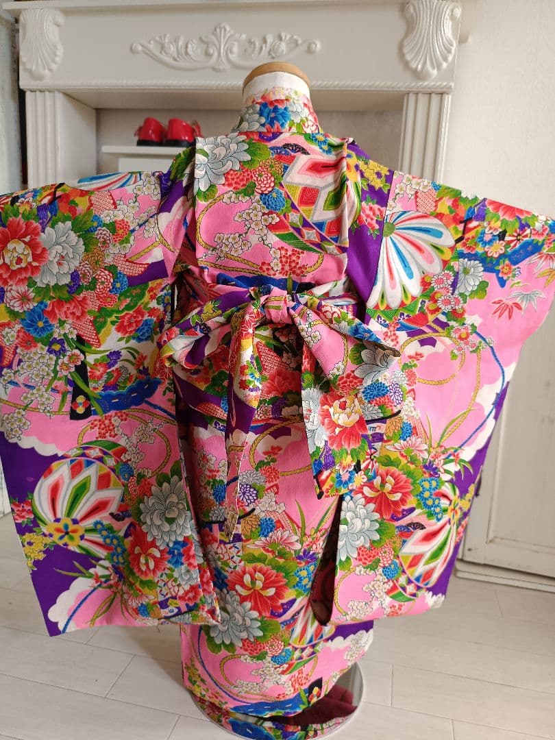 アンティーク紫ピンクの着物単品