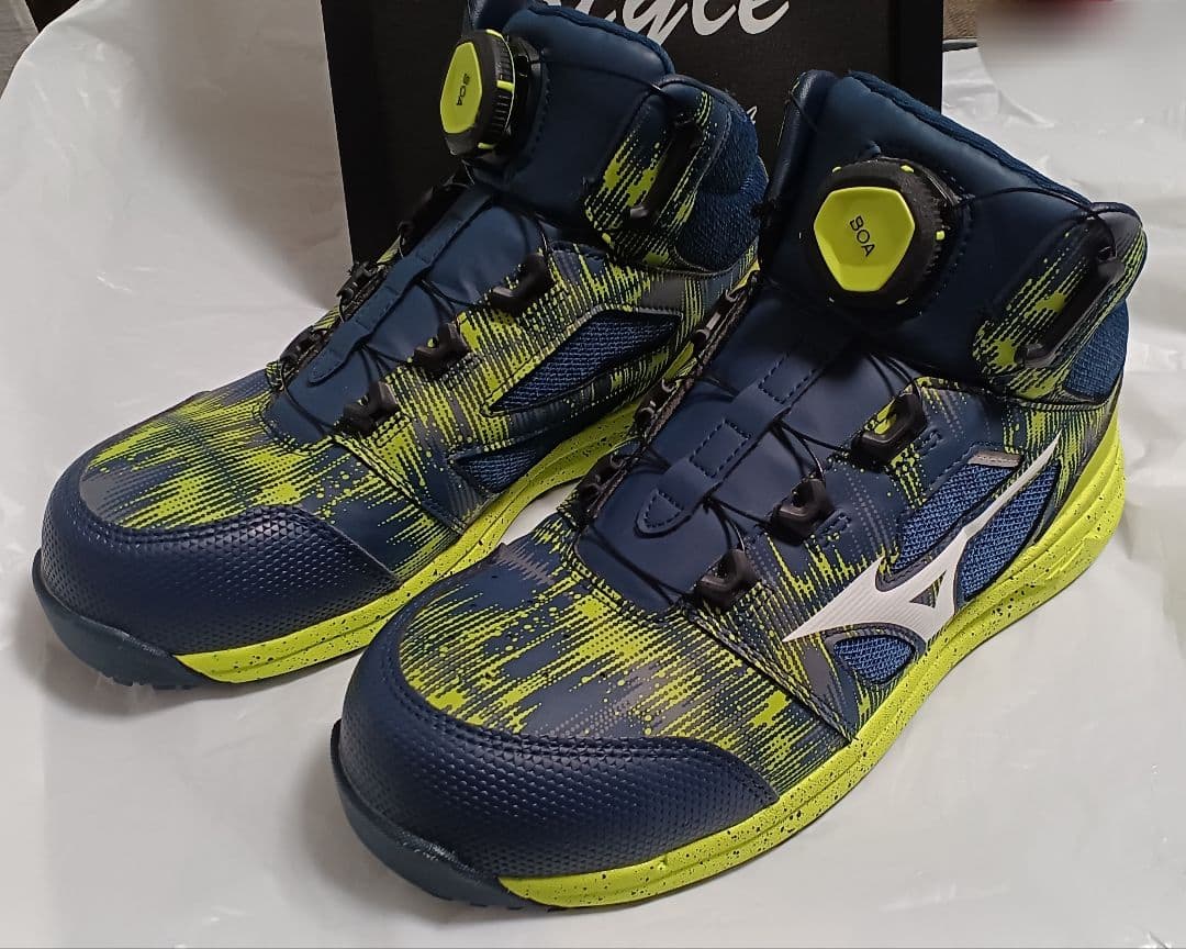 Mizuno BOAシステム安全靴 ネイビー/イエロー、限定色