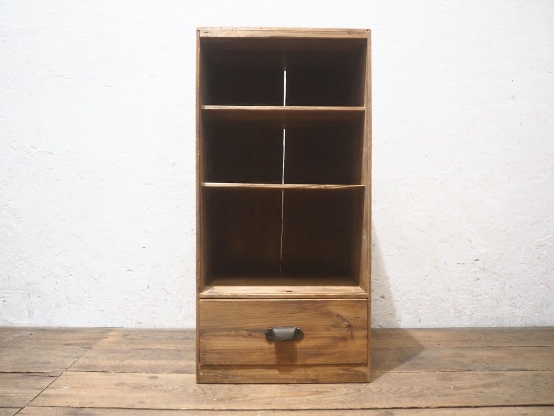 1383 引き出し付　杉の収納棚　飾り棚　オープンラック　ケース　古家具　レトロ
