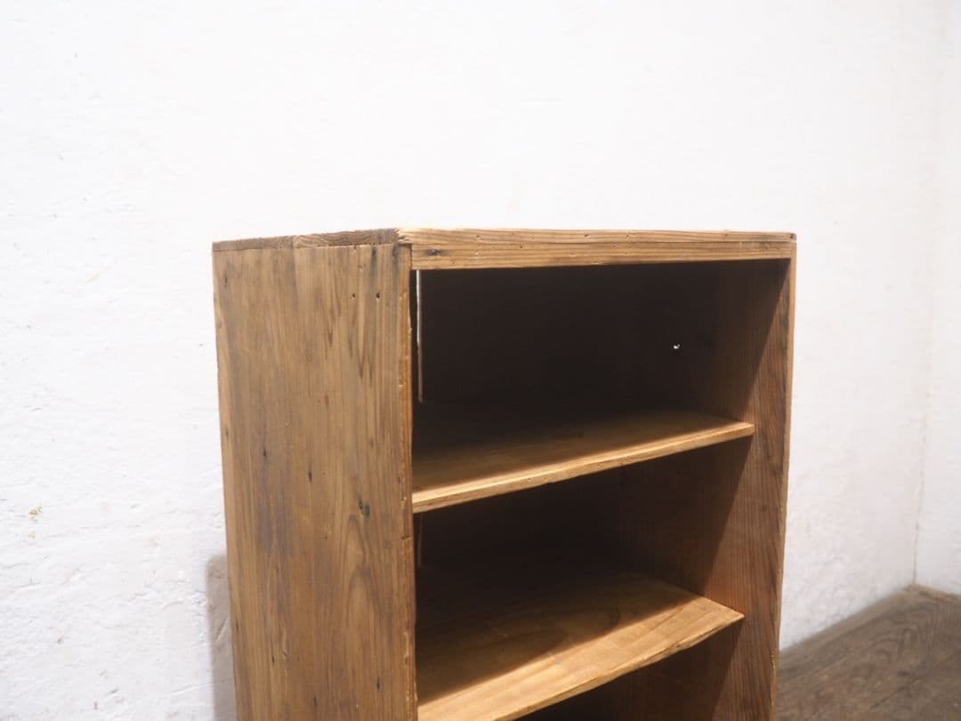 1383 引き出し付　杉の収納棚　飾り棚　オープンラック　ケース　古家具　レトロ