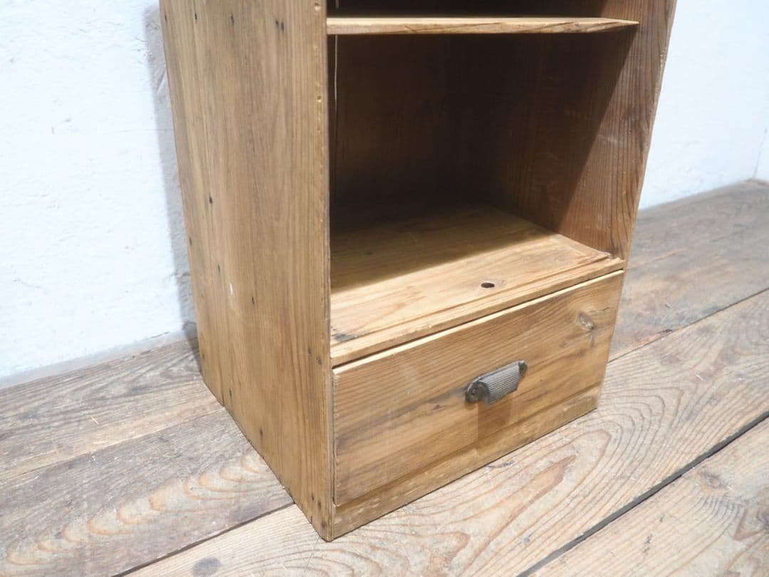 1383 引き出し付　杉の収納棚　飾り棚　オープンラック　ケース　古家具　レトロ