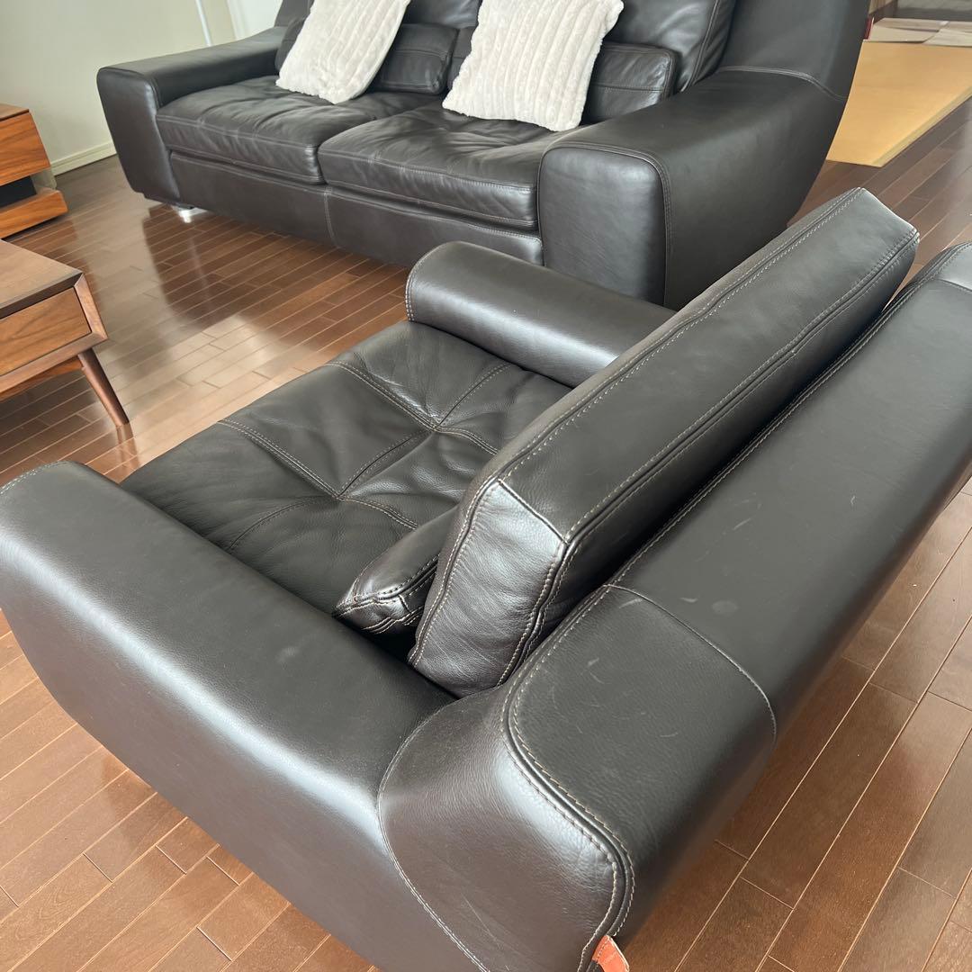 ‼️みいページ‼️CONTEMPO イタリア製本革ソファ 1人掛けソファ