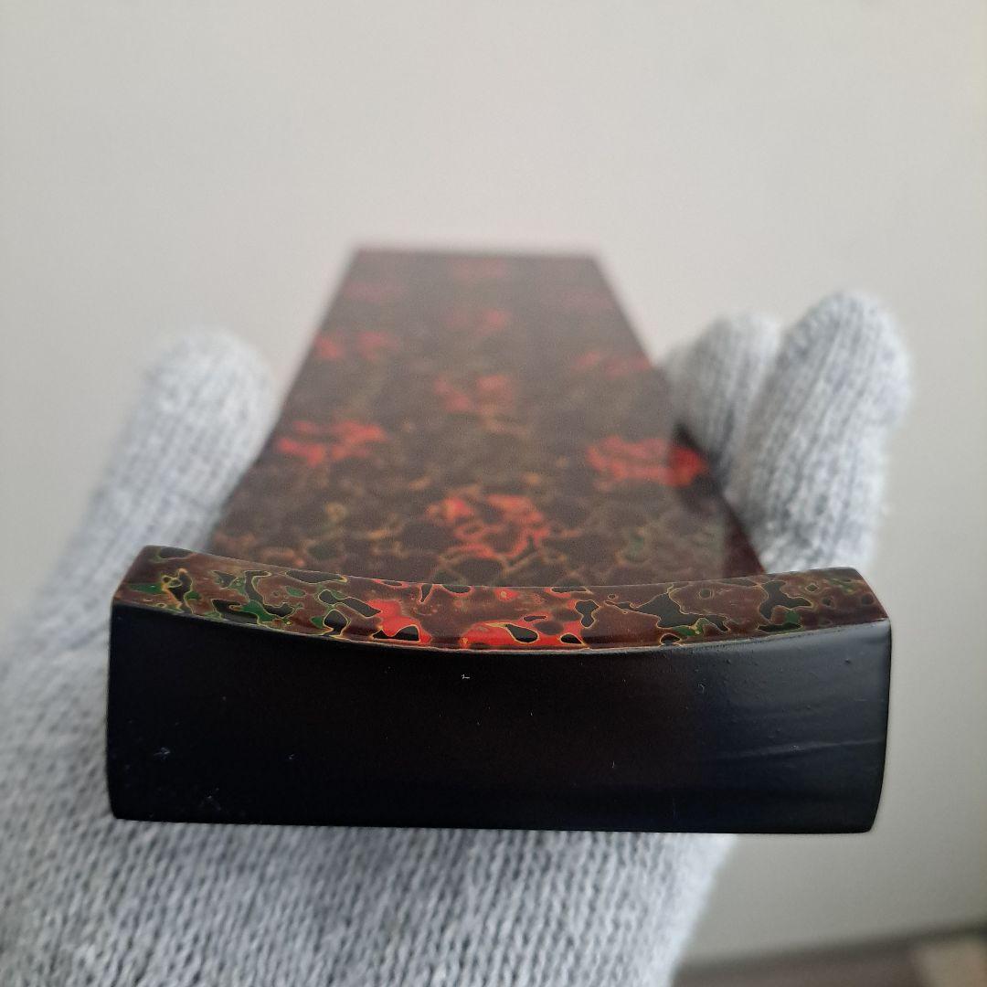 【津軽塗　唐塗　8寸\"箸置き×5客】天然木製　未使用品