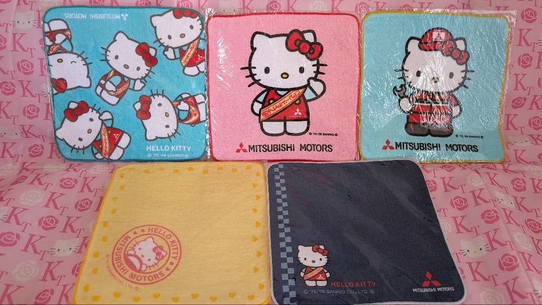 ハローキティ 三菱自動車プチタオル5枚セット 非売品 平成レトロ レア
