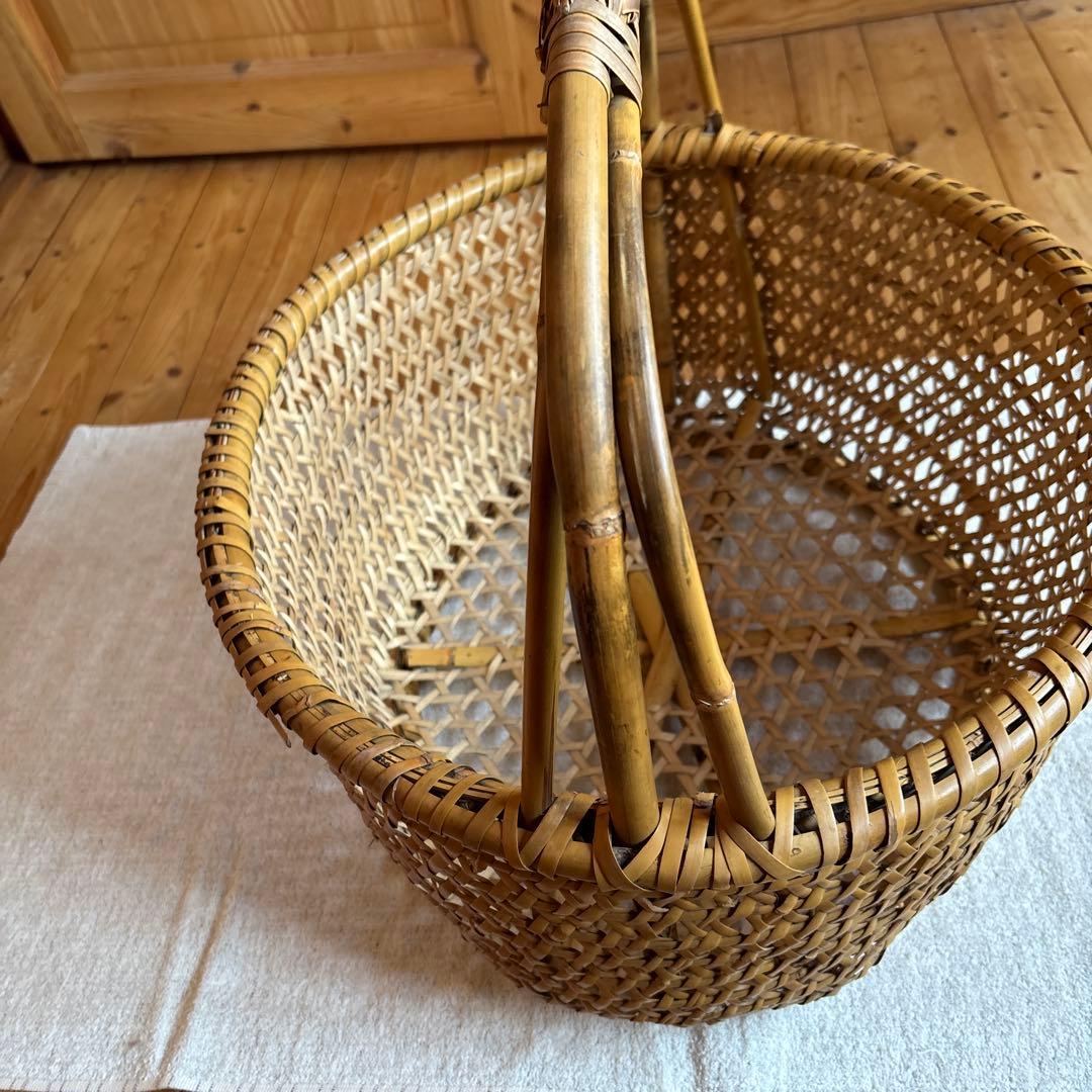 激レア 入手困難 根曲がり竹手籠 昭和レトロな逸品 ￼ヴィンテージ