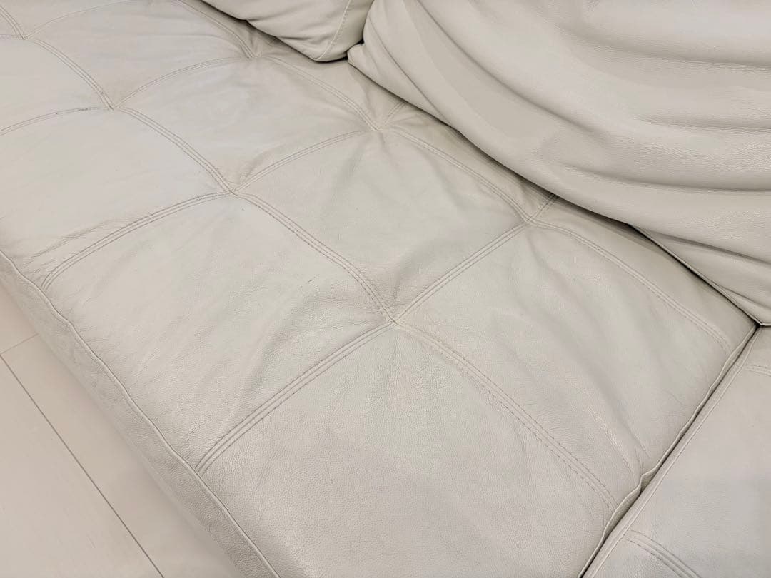 ホワイトレザー L字型ソファ