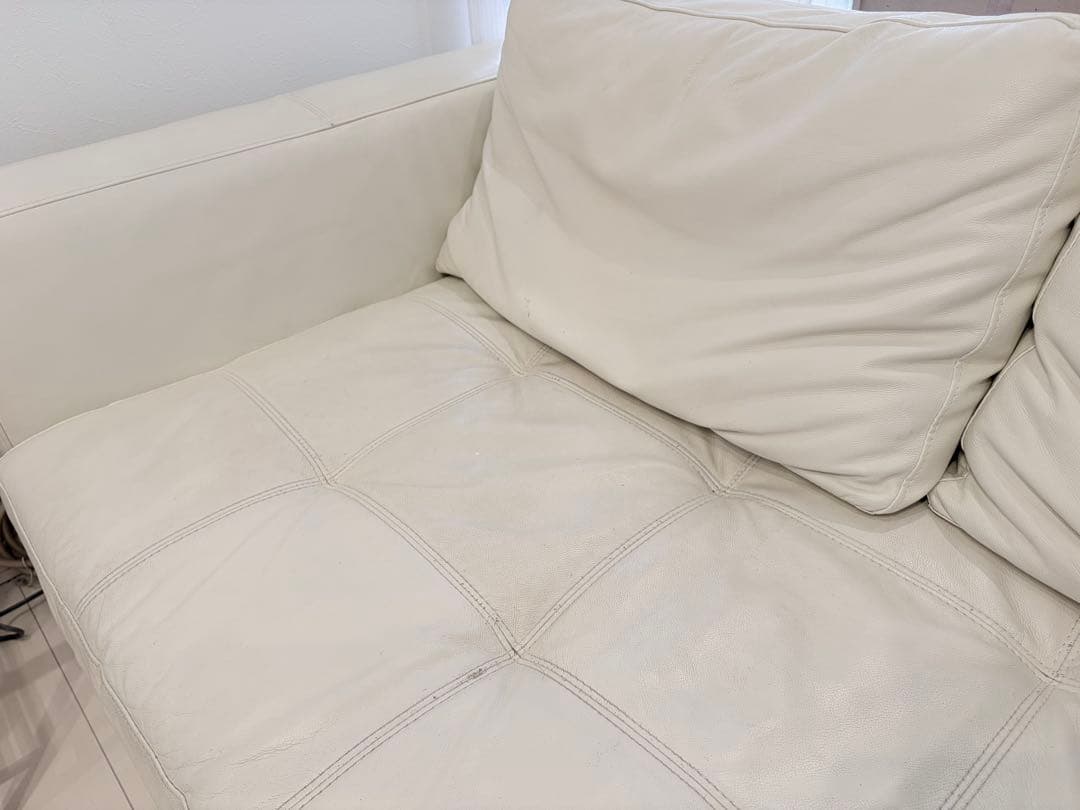 ホワイトレザー L字型ソファ