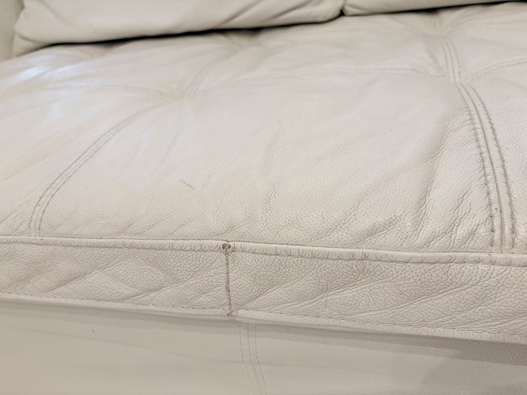 ホワイトレザー L字型ソファ