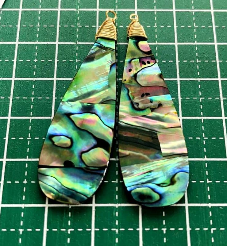 大粒アバロンシェル　ロング雫ピアス