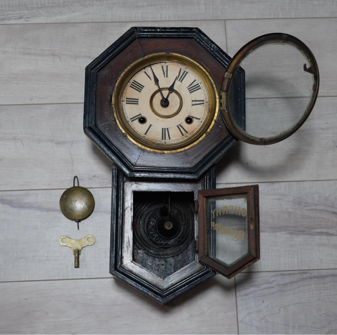 林時計　6インチ　ボンボン時計　振り子時計　柱時計　昭和レトロ