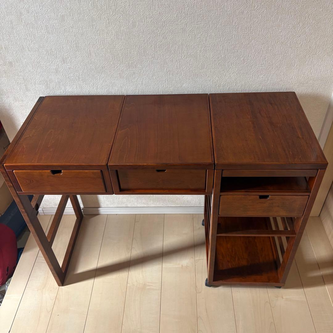 豊岡クラフト Toyooka Craft 双様机　デスク　ワゴン　木製　希少