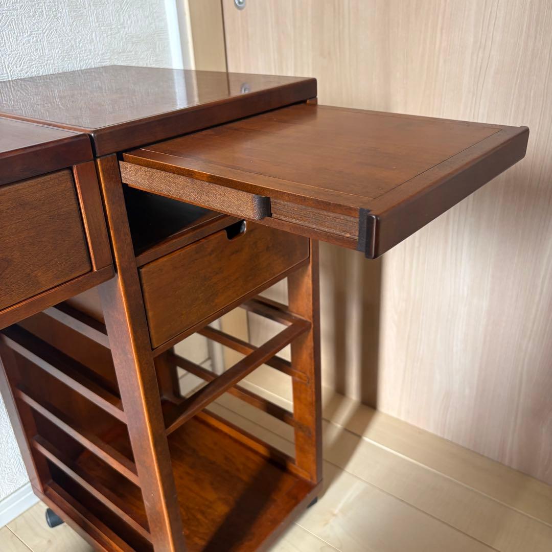 豊岡クラフト Toyooka Craft 双様机　デスク　ワゴン　木製　希少