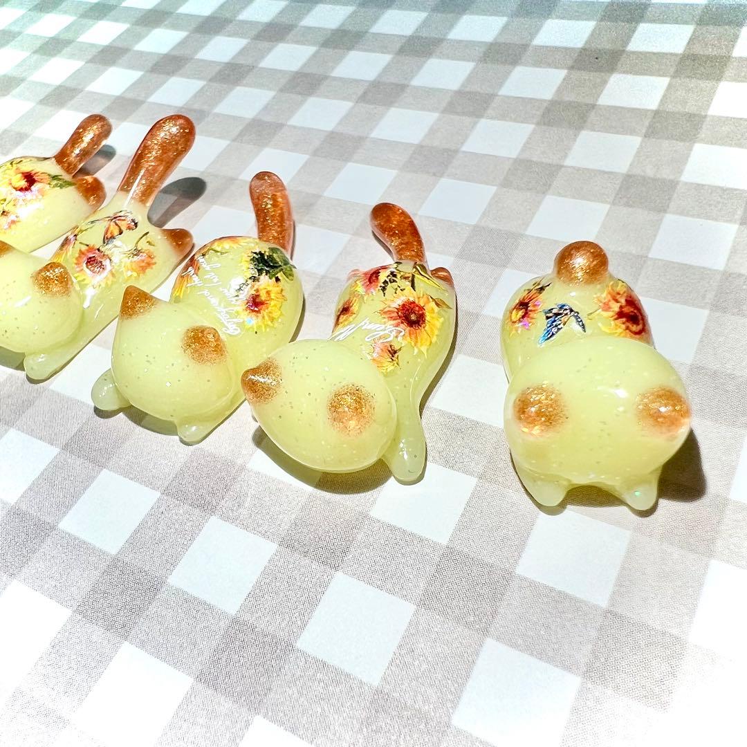 ひまわり　オーロララメ　猫　５個セット