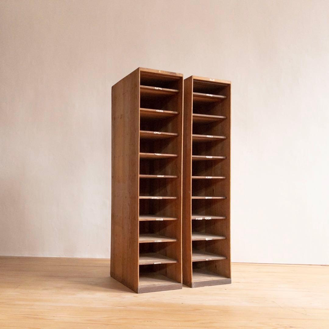 書類棚　木製ラック　2個セット　希少　収納棚　古道具　古家具　アンティーク