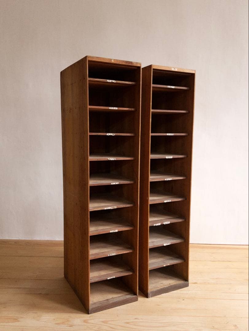 書類棚　木製ラック　2個セット　希少　収納棚　古道具　古家具　アンティーク