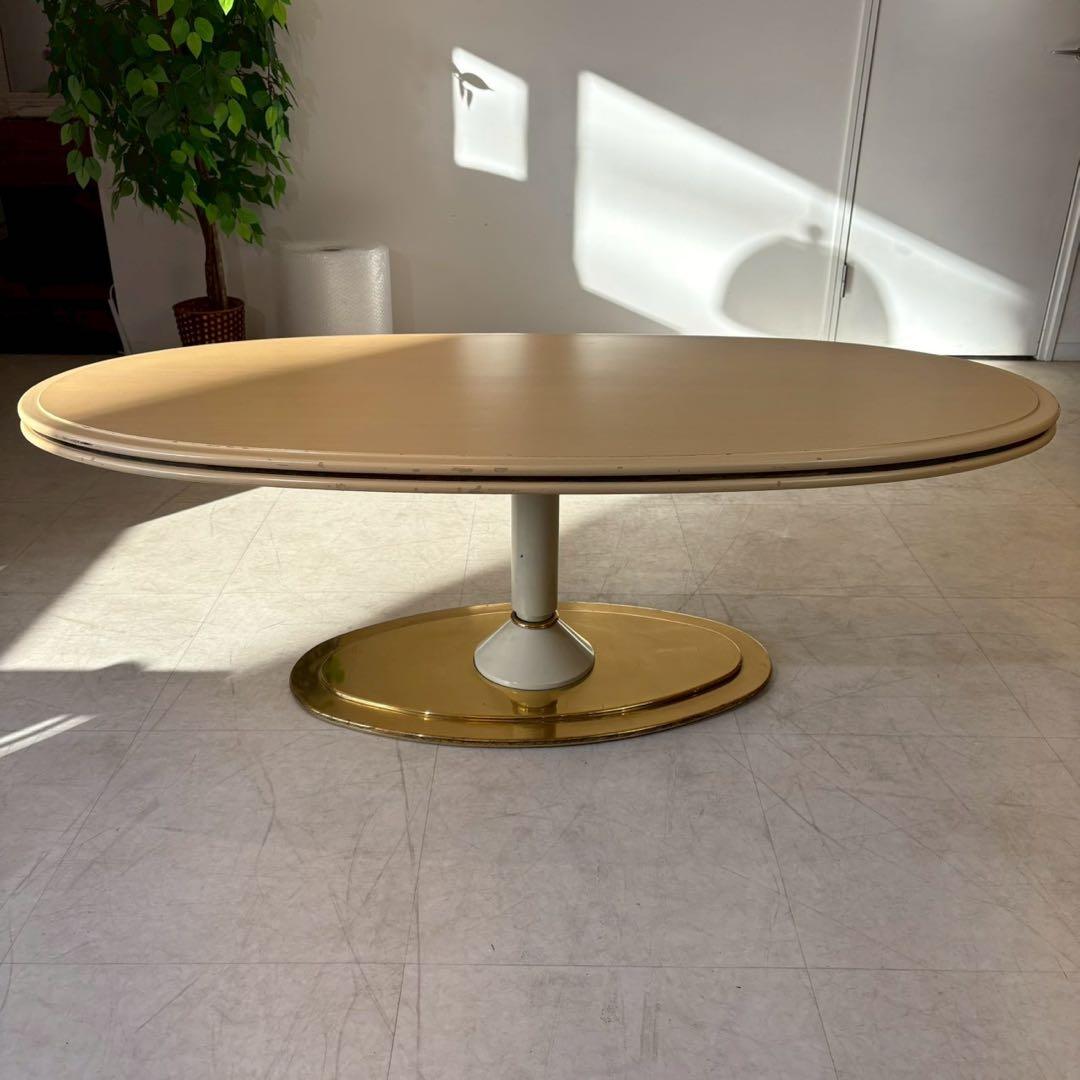 楕円テーブル　センターテーブル　リビングテーブル　ローテーブル　真鍮ベース