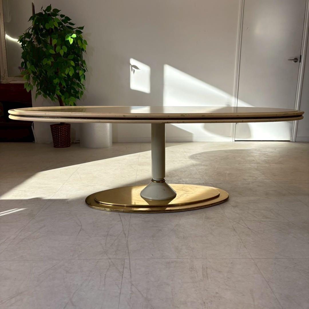 楕円テーブル　センターテーブル　リビングテーブル　ローテーブル　真鍮ベース