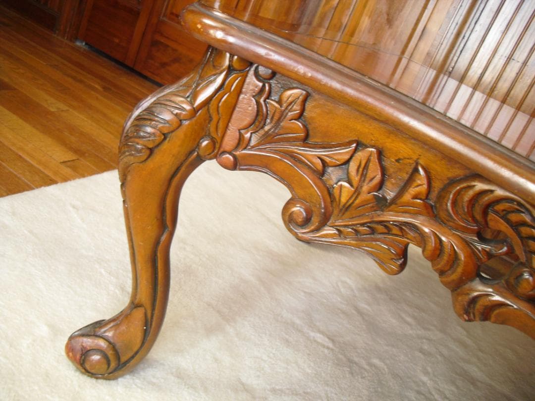 優雅でクラシカルな ロココ様式 センターテーブル☆猫脚 彫刻j W120×D79