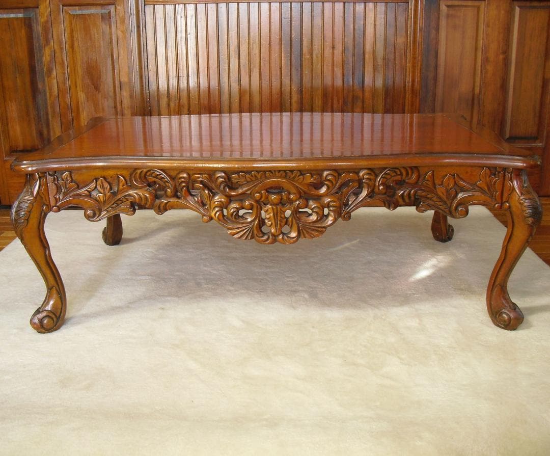 優雅でクラシカルな ロココ様式 センターテーブル☆猫脚 彫刻j W120×D79