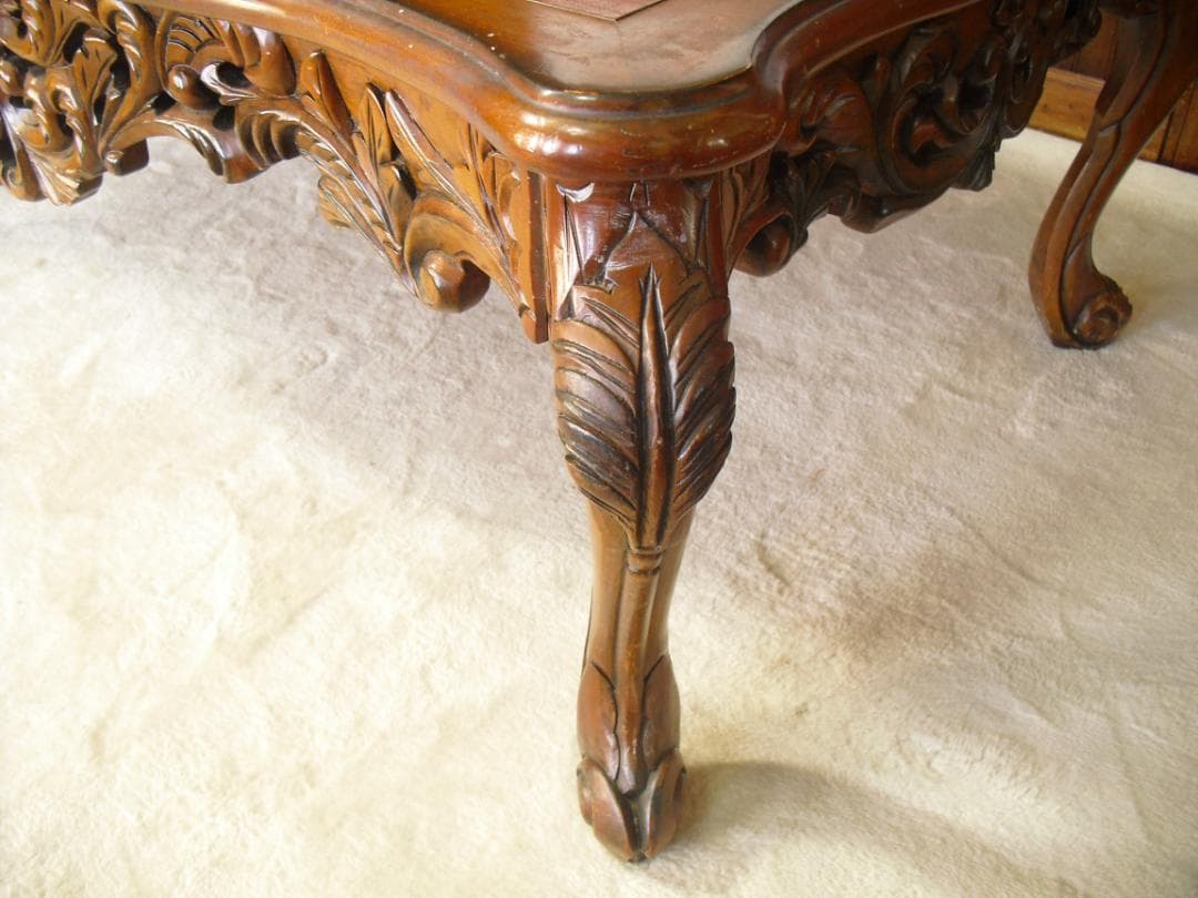 優雅でクラシカルな ロココ様式 センターテーブル☆猫脚 彫刻j W120×D79