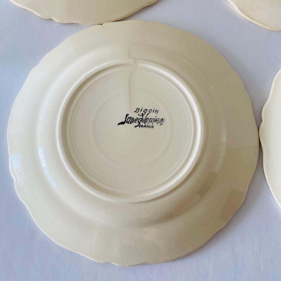 ディゴワンサルグミンヌ　花リム　ケーキプレート　フランス　4点セット
