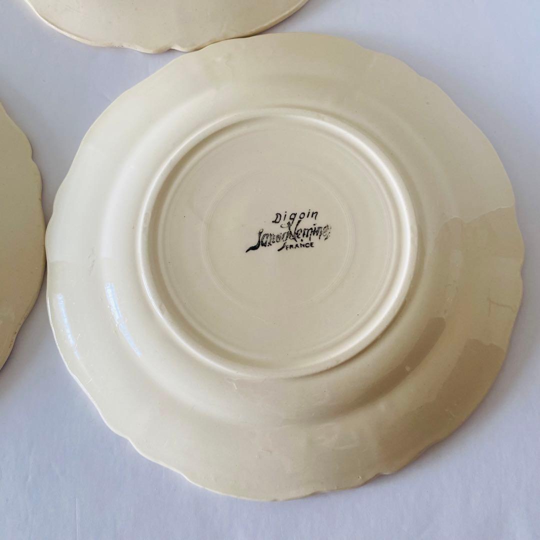 ディゴワンサルグミンヌ　花リム　ケーキプレート　フランス　4点セット