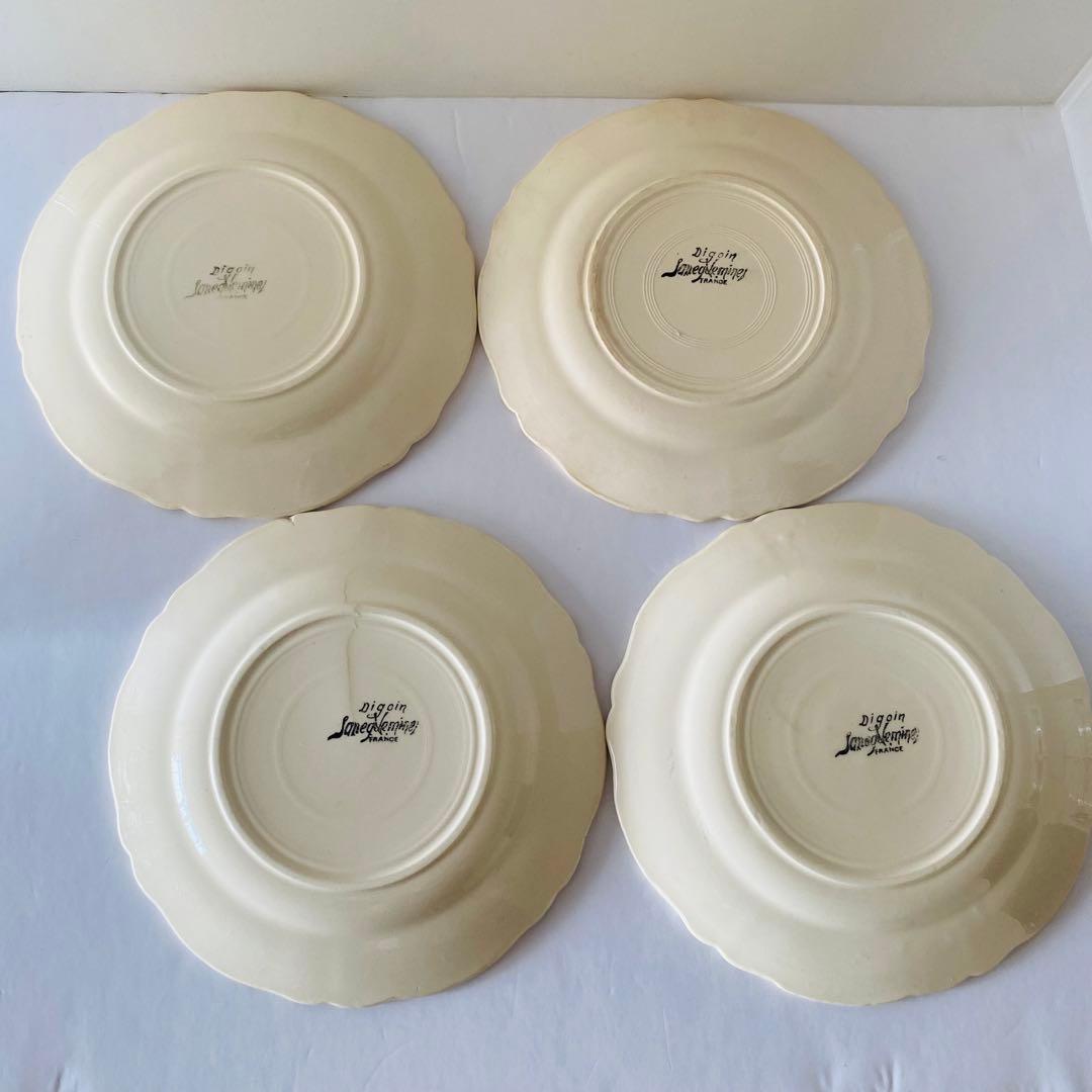 ディゴワンサルグミンヌ　花リム　ケーキプレート　フランス　4点セット
