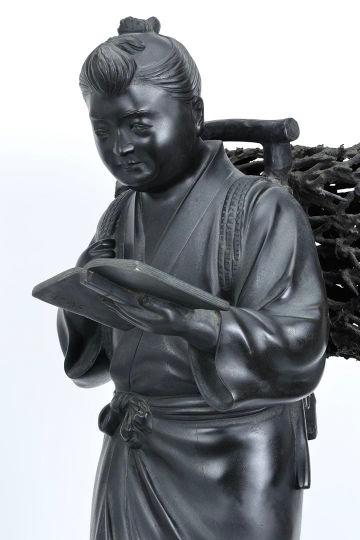 r*3様 二宮金次郎像 青銅製ブロンズ像 特大80cm 陽峰作 時代物 古美術