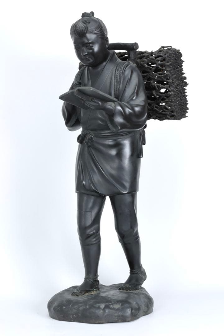 r*3様 二宮金次郎像 青銅製ブロンズ像 特大80cm 陽峰作 時代物 古美術