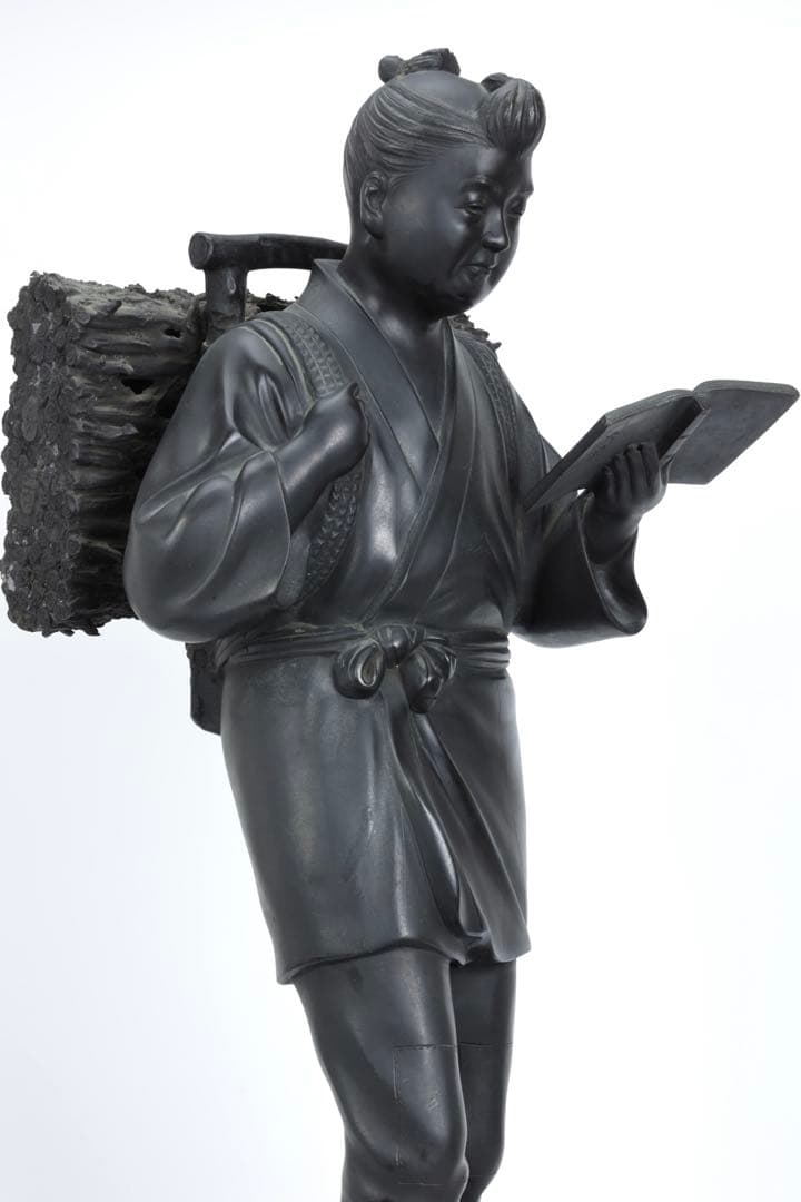 r*3様 二宮金次郎像 青銅製ブロンズ像 特大80cm 陽峰作 時代物 古美術