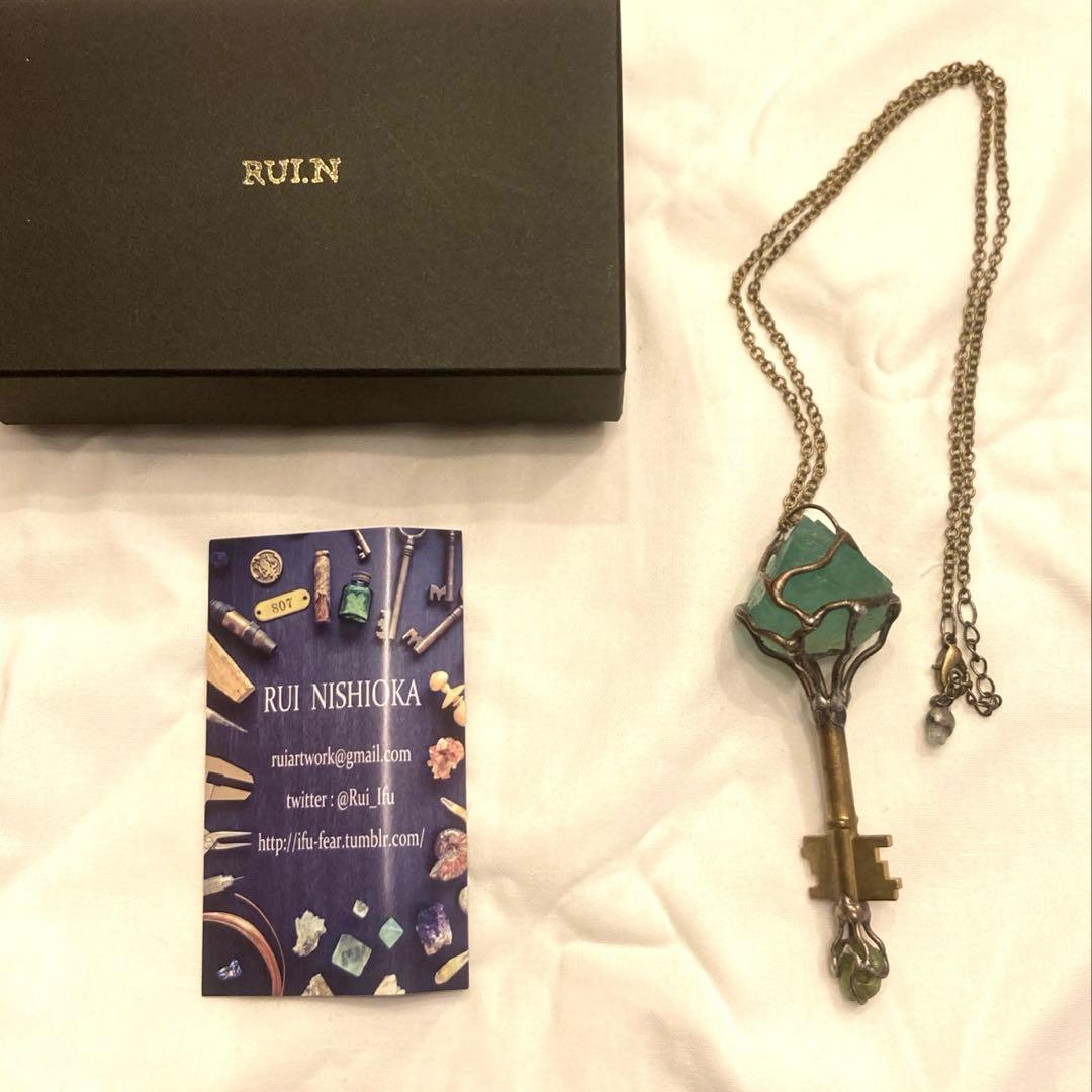 【美品】ニシオカルイ 森層図書館 ネックレス 天然石 フローライト アンティーク