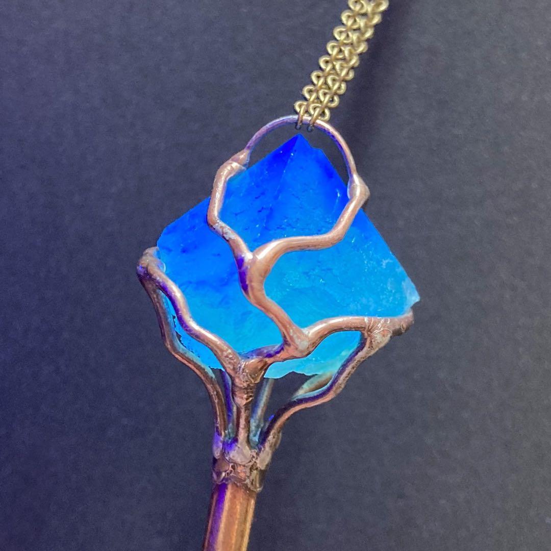 【美品】ニシオカルイ 森層図書館 ネックレス 天然石 フローライト アンティーク