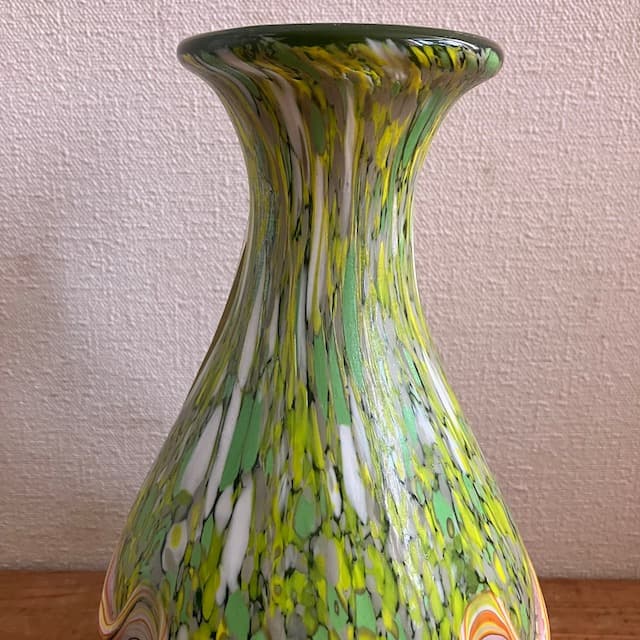 希少 カメイガラス レトロ 波状 ガラス 花瓶 ヴィンテージ ミッド