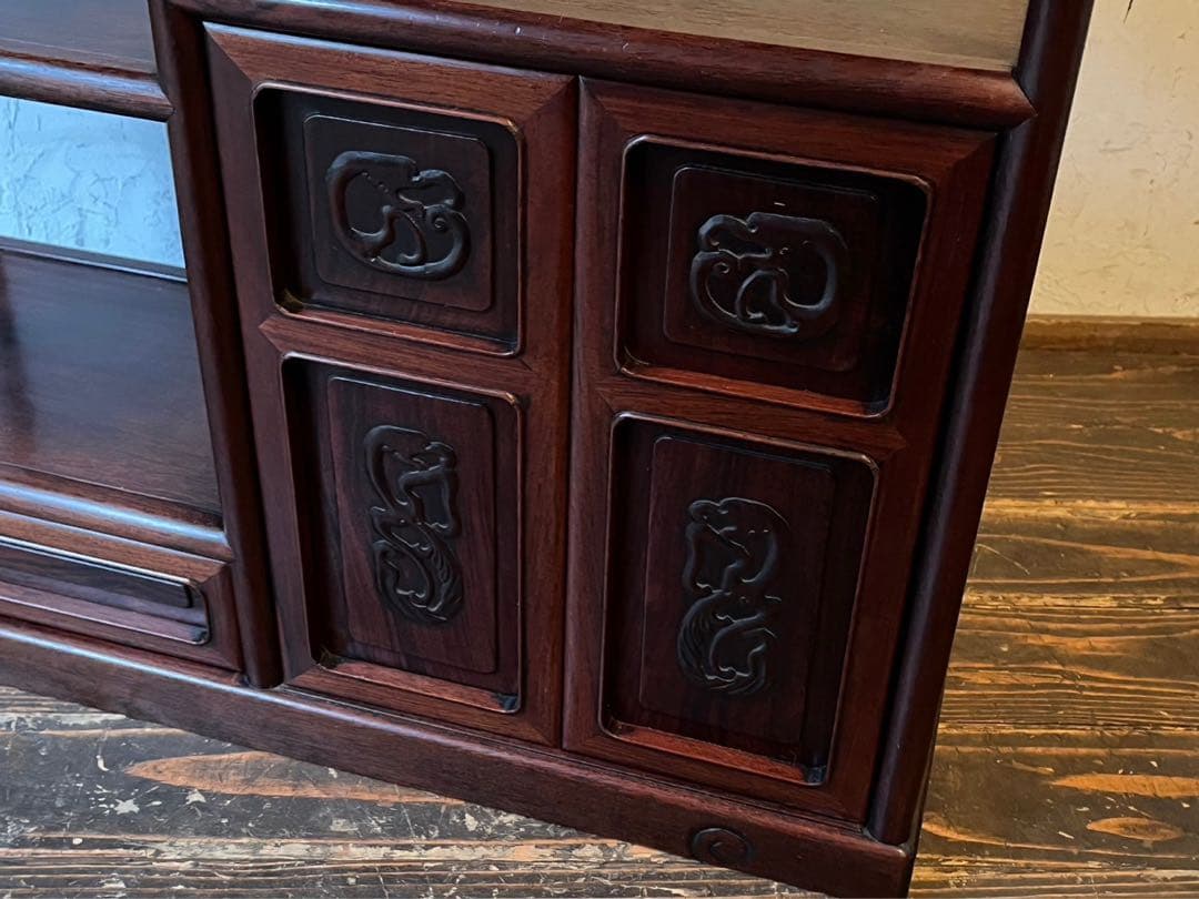 紫檀 違い棚 飾り棚 インテリア アンティーク 小ぶり