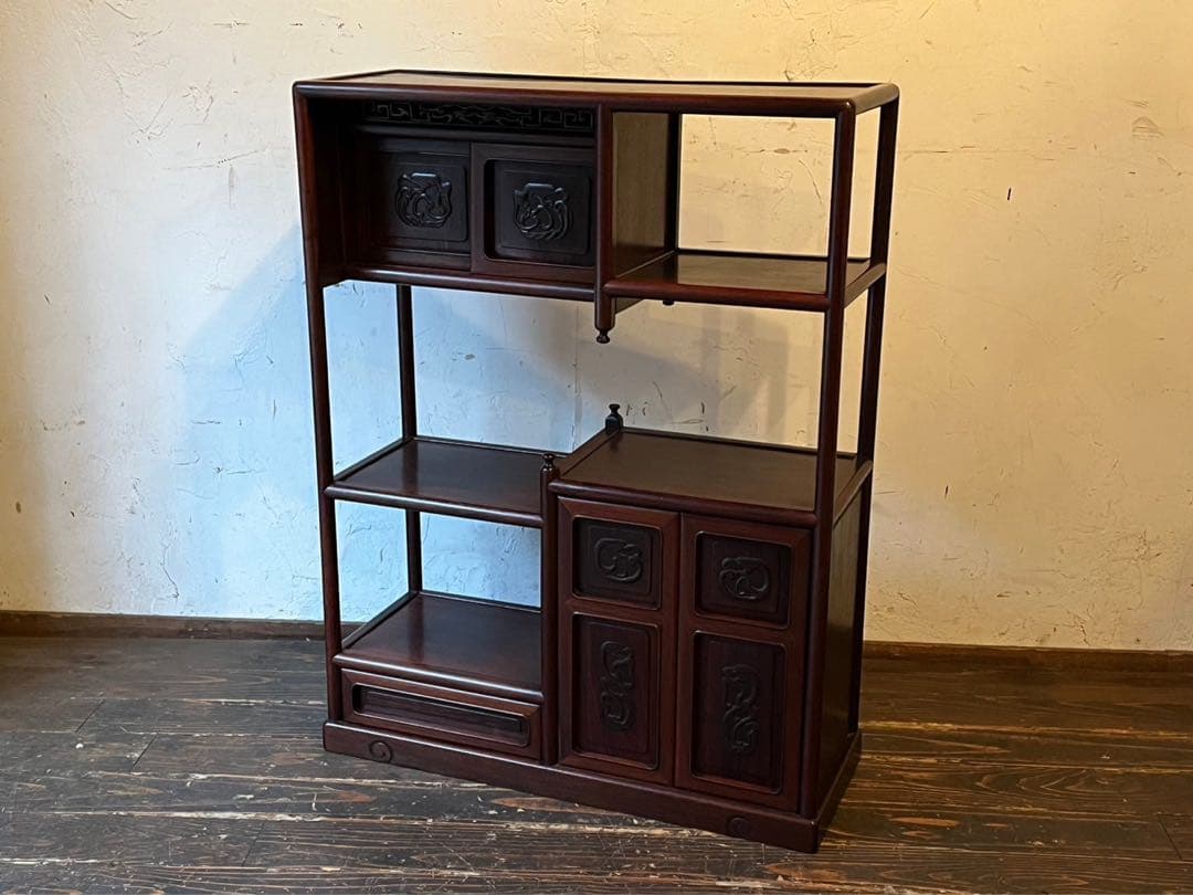 紫檀 違い棚 飾り棚 インテリア アンティーク 小ぶり