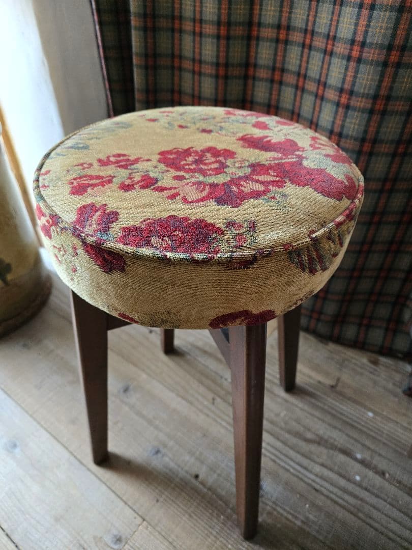 土日値下げ　アンティーク　スツール　ファブリック