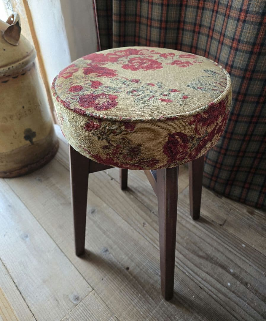 土日値下げ　アンティーク　スツール　ファブリック