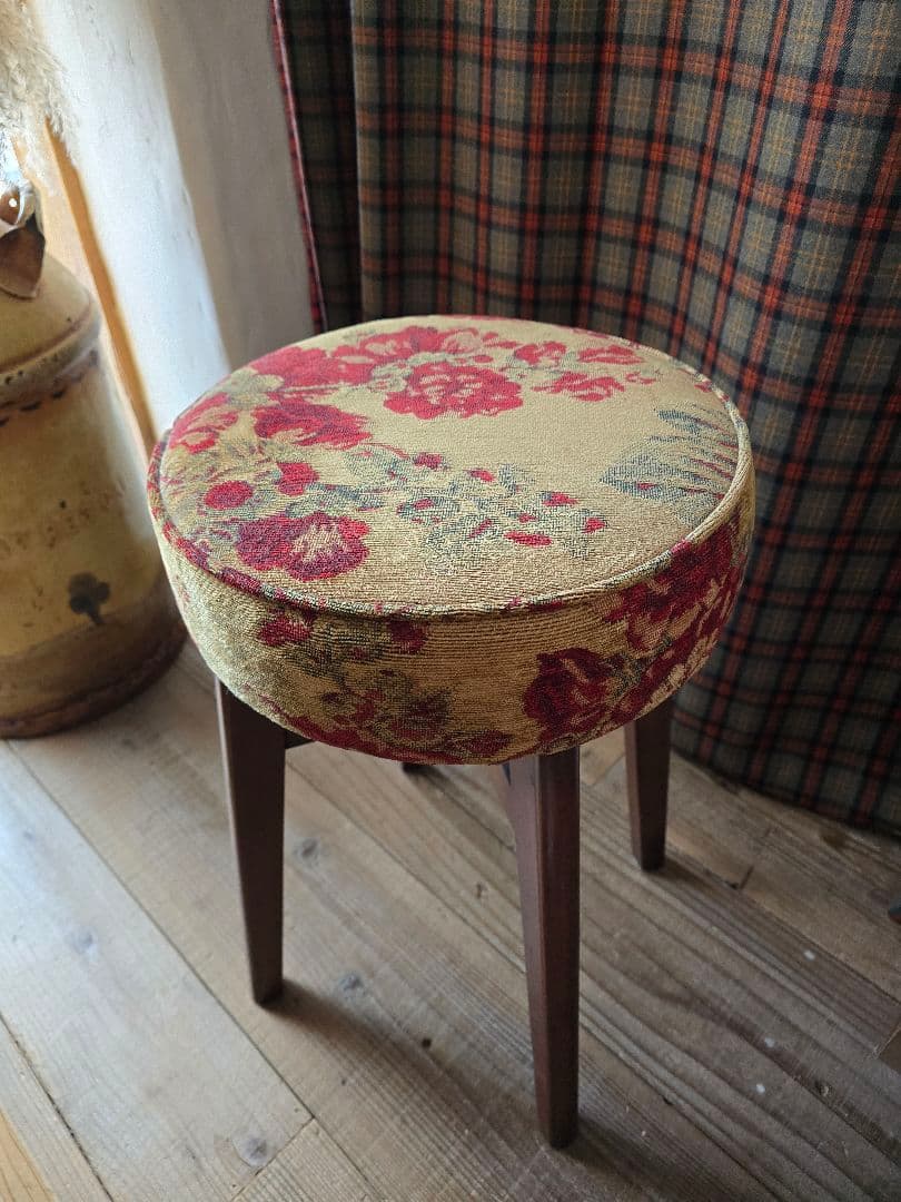土日値下げ　アンティーク　スツール　ファブリック