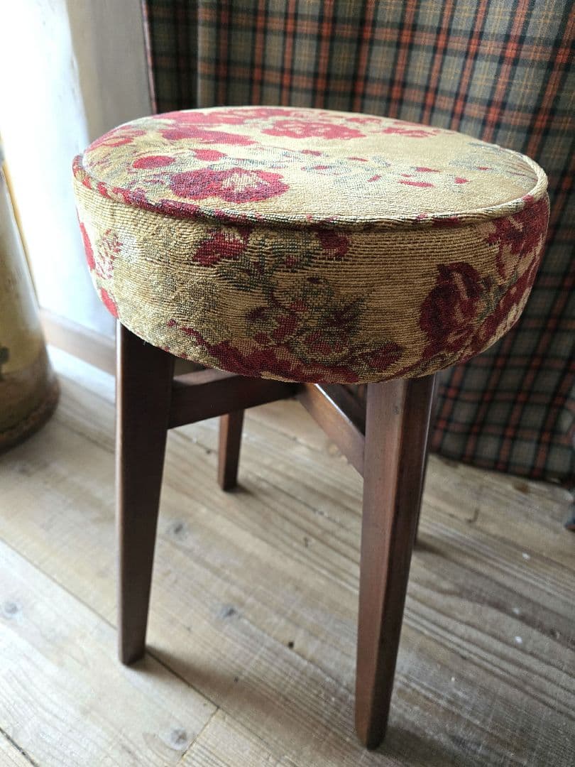 土日値下げ　アンティーク　スツール　ファブリック