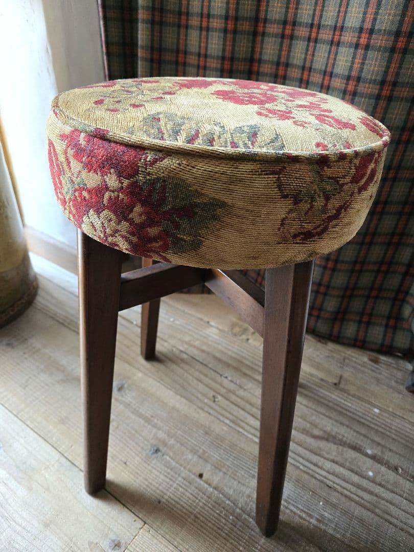 土日値下げ　アンティーク　スツール　ファブリック
